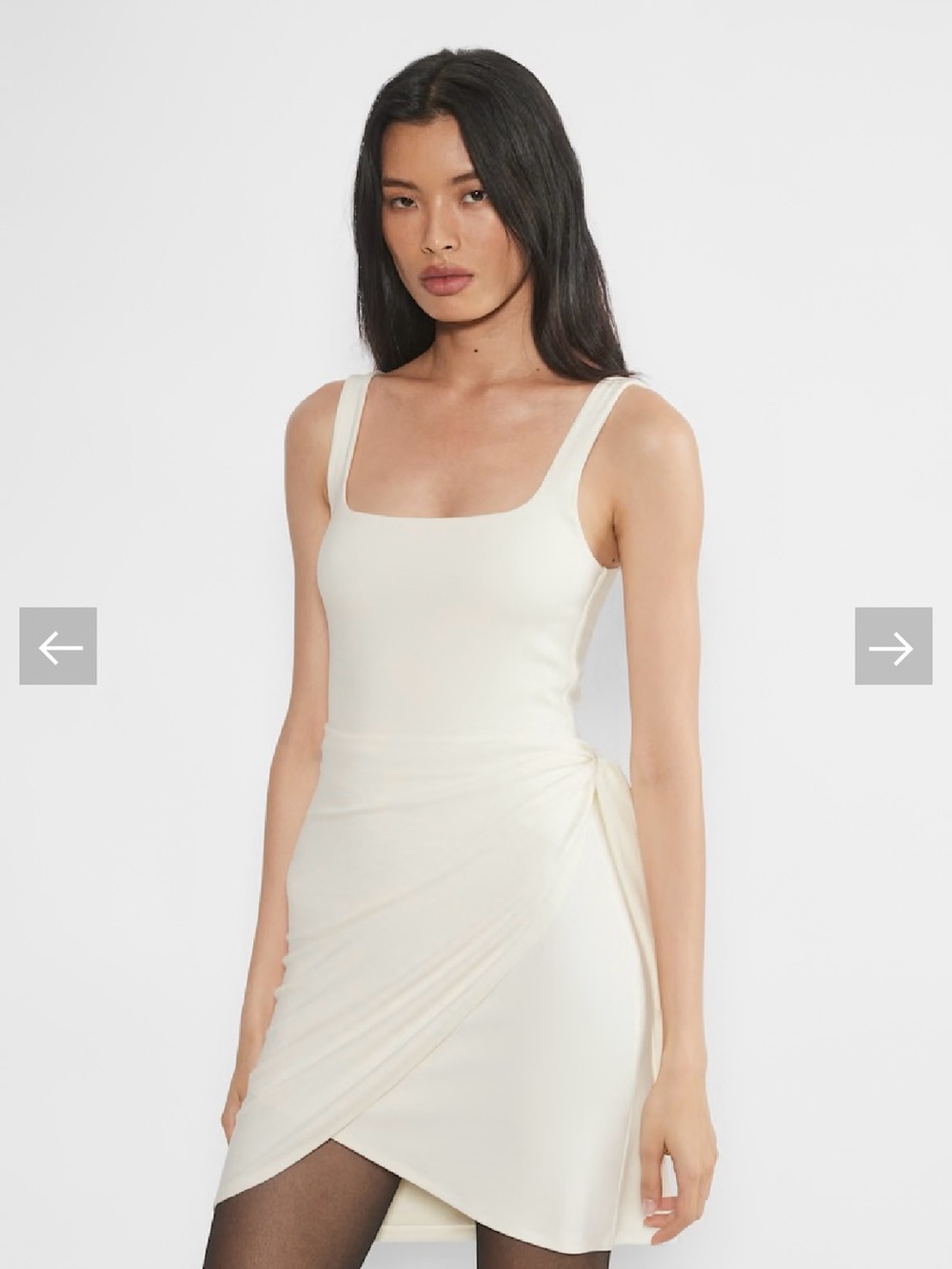Wilfred Cream Square Neck Wrap Mini Dress